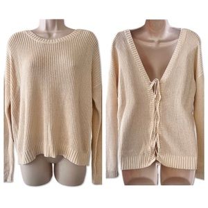 Feel the Piece Terre Jacobs Anthropologie Cotton Lace Up Beach Boho Sweater